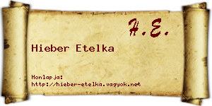 Hieber Etelka névjegykártya